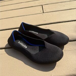 Rothy's Black Flats with Blue Trim